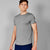 saysky short sleeve running t-shirt for men in grey, stretchy and quick-drying running tee, profile of man wearing saysky t-shirt