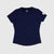 saysky clean pace tshirt for women, quick dry soft running tshirt, navy colour, top laying flat on white background