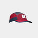 saysky combat cap, lightweight washable panneled running hat, red and grey with white saysky logo on front 