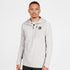 SAYSKY mens combat half zip fleece hoodie, warm and lightweight longsleeve fleece for running, grey colour with black SAYSKY logo, man wearing fleece hoodie on a white background