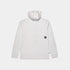 SAYSKY mens combat half zip fleece hoodie, warm and lightweight longsleeve fleece for running, grey colour with black SAYSKY logo, back view of fleece hoodie on a white background