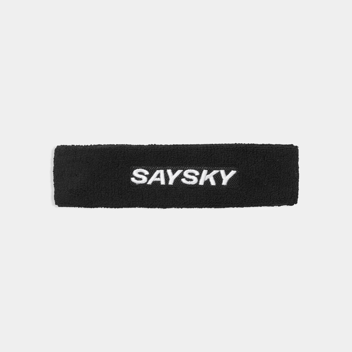front view of saysky headband in a black colour