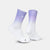saysky high cuff running socks, purple and white colour with saysky logo, socks shown on a white background