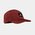Red saysky cap with a black label 