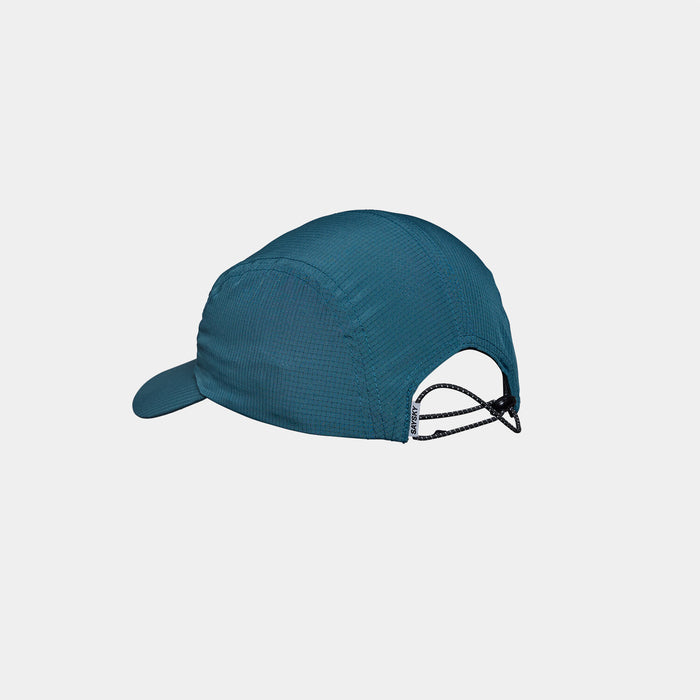 saysky flow cap, lightweight breathable running hat, teal blue colour with bungee back closer