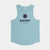 saysky logo combat pro singlet for men, lightweight moisutre wicking tank top, light blue colour with black logo, front of tank
