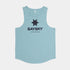 saysky logo combat pro singlet for men, lightweight moisutre wicking tank top, light blue colour with black logo, front of tank
