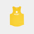 saysky logo combat pro singlet for men, lightweight moisutre wicking tank top, bright yellow colour with white logo, front of tank