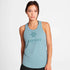 saysky logo combat pro singlet for women, lightweight moisture wicking tank top for running, light blue colour with light blue logo, woman wearing saysky tank top