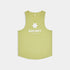 saysky logo combat pro singlet for men, lightweight moisutre wicking tank top, yellowish green colour with white logo, front of tank