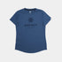 saysky logo combat pro t shirt for women, breathable moisture-wicking running t shirt, blue with blue logo, shirt laid out flat