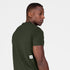 saysky mens clean combat t-shirt green, lightweight running acivewear t shirt, back view in a green colour with white saysky logo