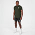 saysky mens clean combat t-shirt green, lightweight running acivewear t shirt, front view in a green colour with white saysky logo
