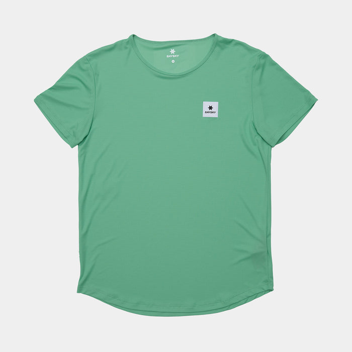 super lightweight green SAYSKY running tee shirt, made with Global Recycled Standard Certificate