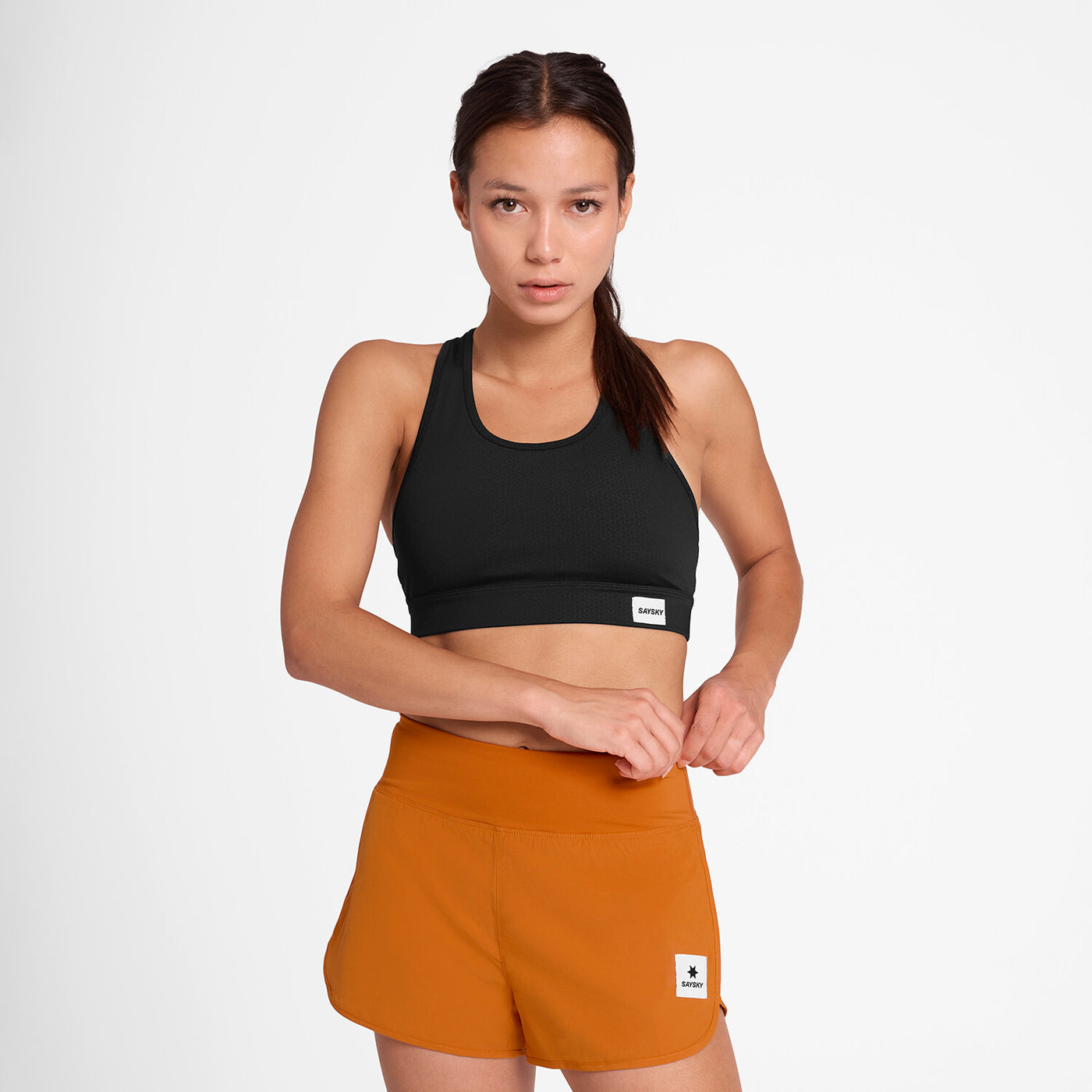 saysky pace 3 inch short for women in orange colour