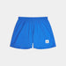 saysky pace 5 inch run shorts in blue colour with logo at front