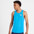 man wearing blue saysky singlet with reactive fabric that shows a flower pattern when wet