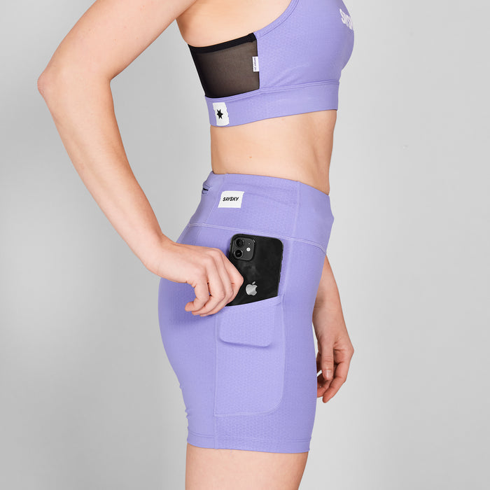 SAYSKY combat shorts for women in purple colour, side pocket for phone