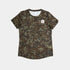 saysky lightweight running t-shirt for women, breathable and quick dry material,  brown and green camouflage colour,  saysky t-shirt on a white background