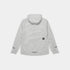 saysky womens pace flex hooded jacket sleeve, Wind-resistant, breathable jacket for running, light grey colour, back view of saysky grey jacket laying on white background