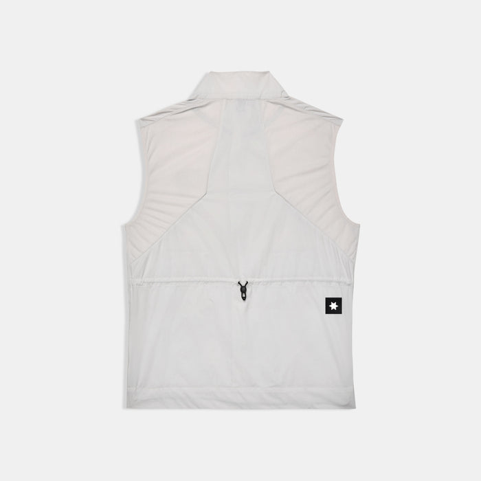 SAYSKY womens clean pace flex vest, lightweight, windproof zip-up running vest for women, grey colour with black SAYSKY logo, back profile of vest on a white background