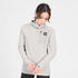 SAYSKY womens combat half zip fleece hoodie, warm and lightweight longsleeve fleece for running, grey colour with black SAYSKY logo, woman wearing fleece hoodie on a white background