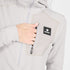 SAYSKY womens combat half zip fleece hoodie, warm and lightweight longsleeve fleece for running, grey colour with black SAYSKY logo, close up view of pocket feature