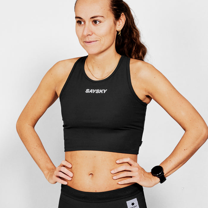 black saysky womens flow race crop top on women front 