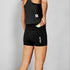 front view of saysky womens race shorts in a black colour with white colour