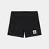 front view of saysky womens race shorts in a black colour with white logo