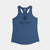 saysky womens logo combat pro singlet, lightweight breathable running top, dark blue colour with darker blue saysky logo on chest, top laid out flat on white background 