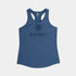 saysky womens logo combat pro singlet, lightweight breathable running top, dark blue colour with darker blue saysky logo on chest, top laid out flat on white background 