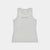 saysky logo pace tank top for women, lightweight moisture wicking soft tank top for running and working out, light grey colour with grey logo, top laid out flat on white background