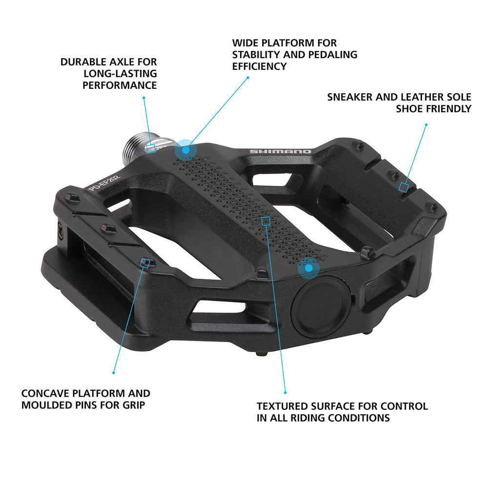 Casual Flat Shimano Pedal for Commuting and Everyday Riding, features