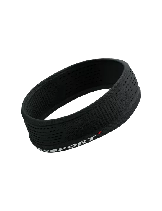 Thin sports headband from compressport, in black colour
