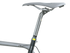 Close-up of a bicycle seat and frame showing the ninja seatpost pump hidden inside 