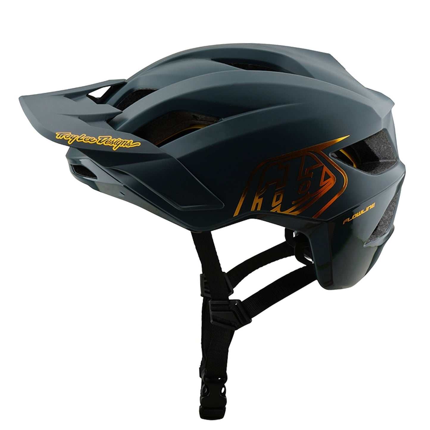 Troy Lee MTB helmet, grey point gold colour