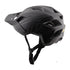troy lee designs flowline se black matte mtb helmet with visor, back side profile of helmet