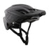 troy lee designs flowline se black matte mtb helmet with visor, side angled profile of helmet