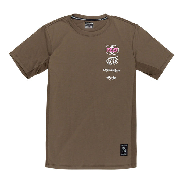 brown troy lee skyline mtb tee in caper colour with logos