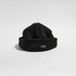 vaga fleece beanie, warm running hat, black colour, brim of hat rolled up