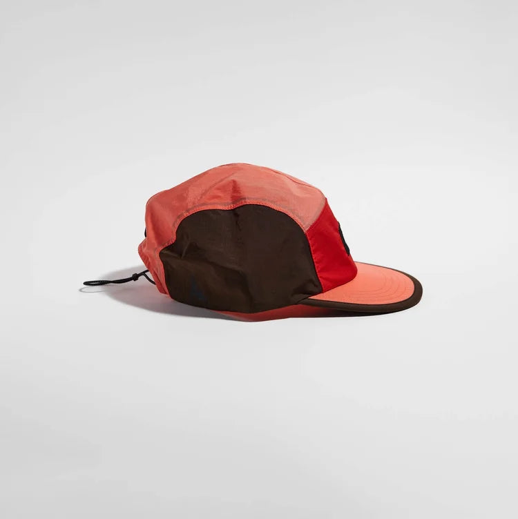 vaga pacer cap, lightweight water resistant running cap, red pink and brown colour, side of hat