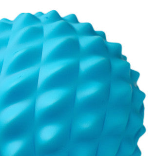 Close up of wave texture on the blue fitness mad wave massage ball