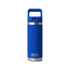 YETI Rambler 532 ml Water Bottle, insulated flask bottle for maintaining internal temperatures, front view of bottle in a blue colour