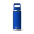 YETI Rambler 769 ml Water Bottle, insulated flask bottle for maintaining internal temperatures, front view of bottle in a blue colour
