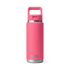 YETI Rambler 769 ml Water Bottle, insulated flask bottle for maintaining internal temperatures, front view of bottle in a pink colour