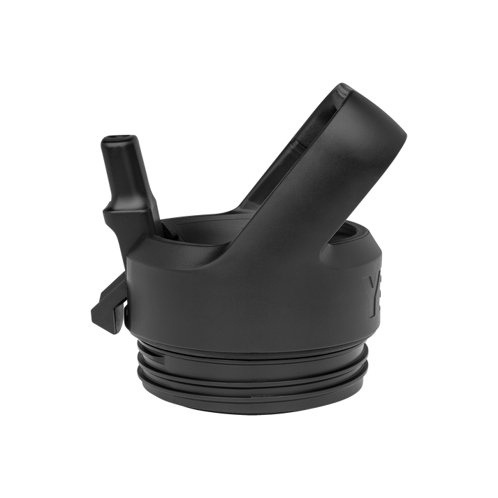 Yeti black rambler bottle straw cap, replacement cap for water bottle with attached straw in a black colour