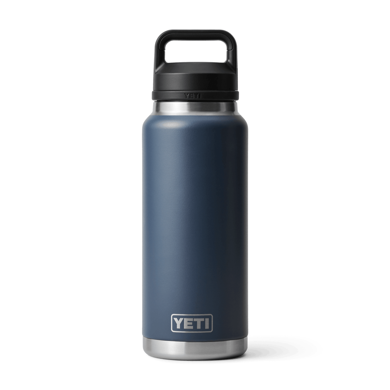 front view of 1 litre yeti rambler insulated bottle in a navy colour