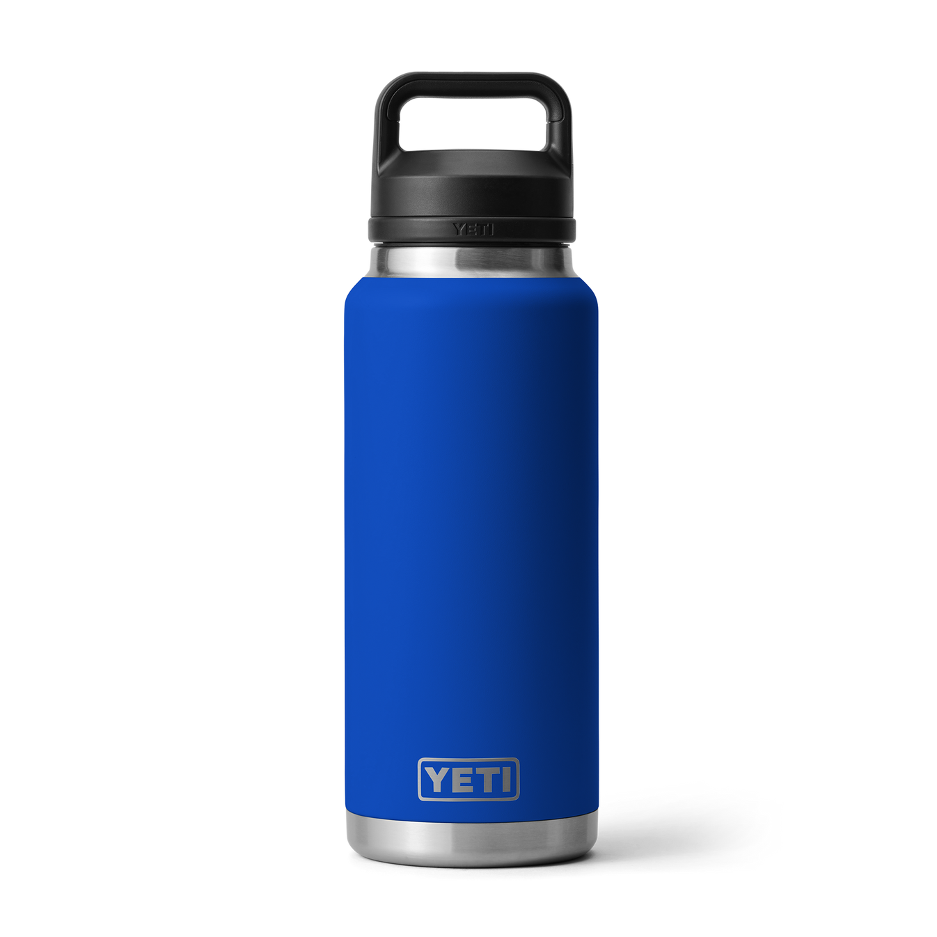 front view of 1 litre yeti rambler insulated bottle in a royal blue colour