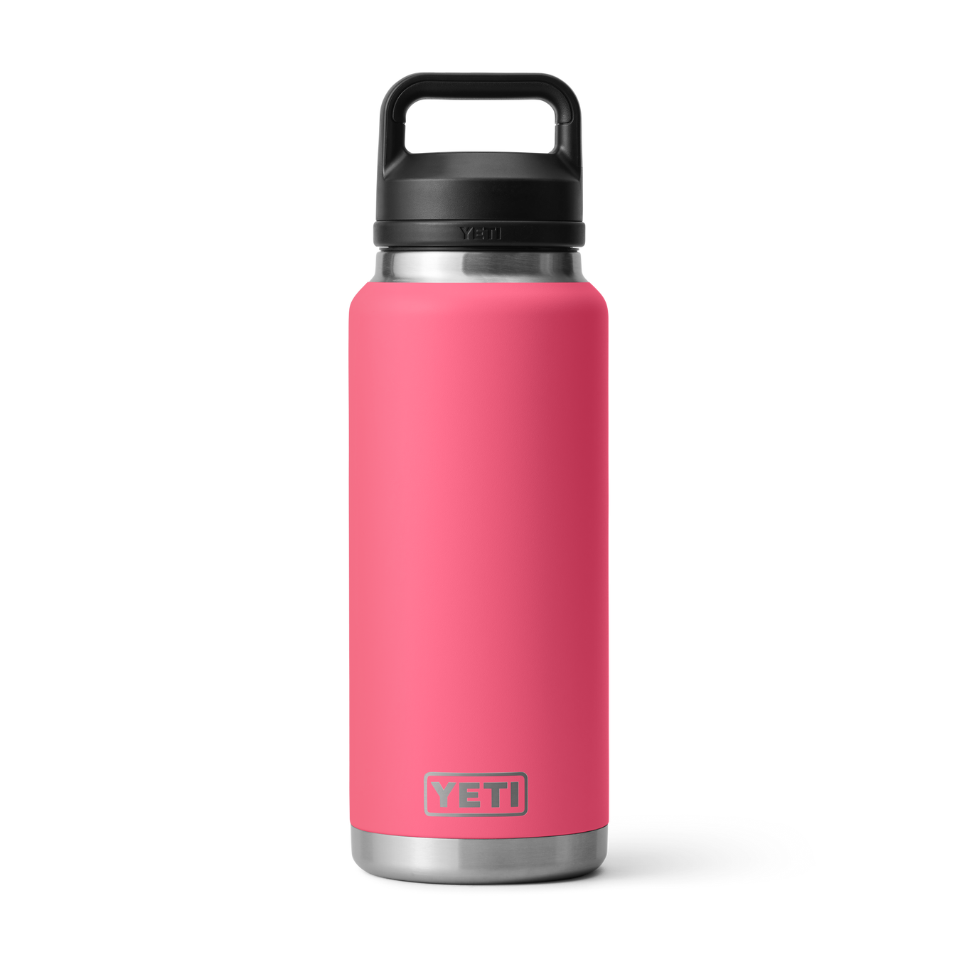 front view of 1 litre yeti rambler insulated bottle in a pink colour